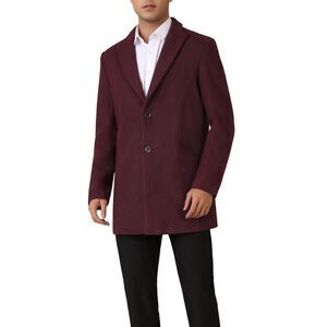 NWT Lars Amadeus Men’s Wool Blend Coat XXL Maroon Burgundy Long Overcoat Jacket